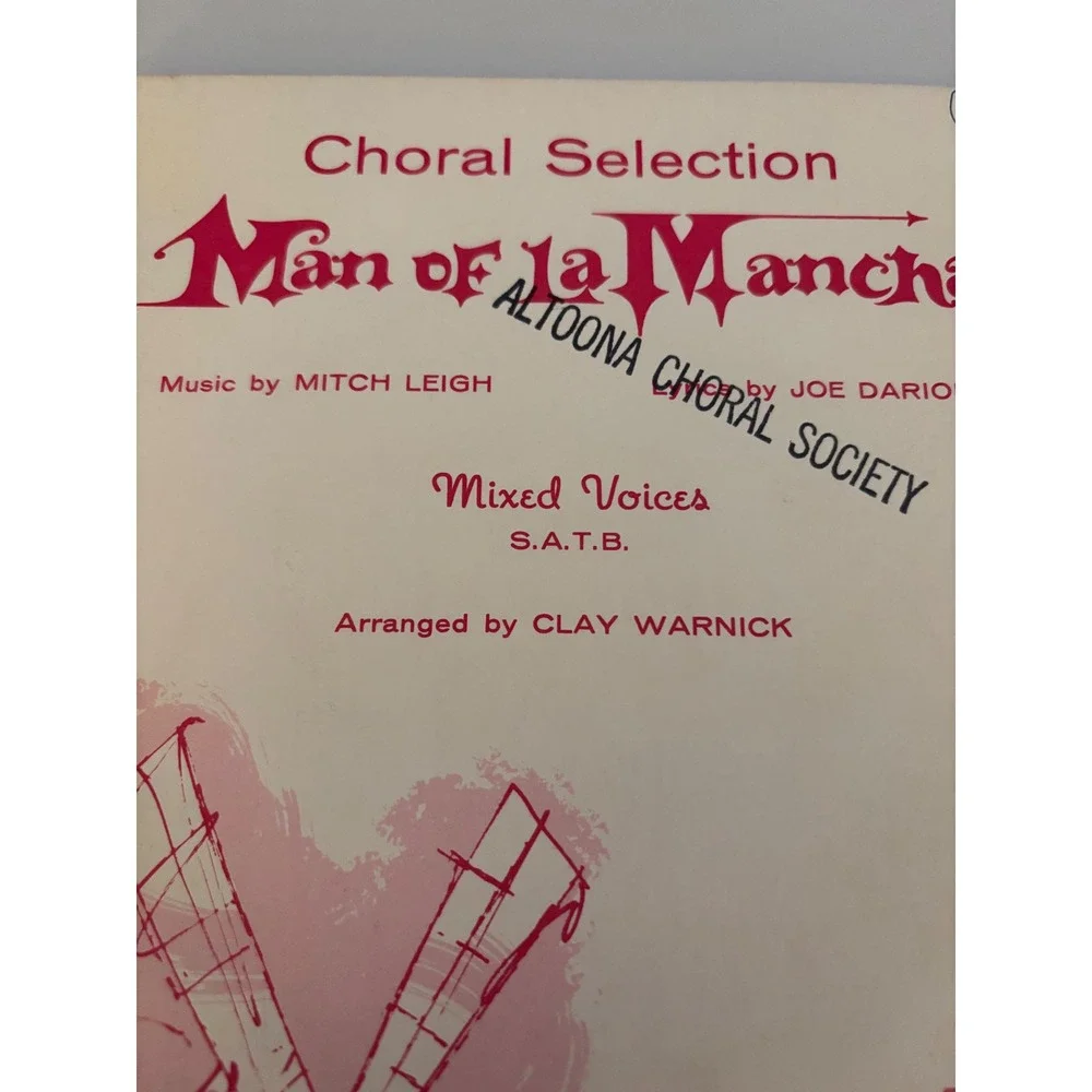Man of‎ La Mancha Choral Sheet Music Mixed Voices S.A.T.B. Sam Fox Publishing